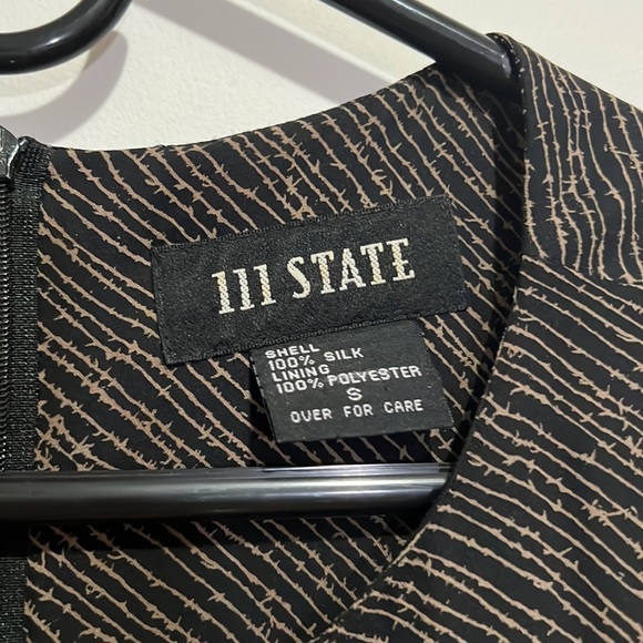 111 state striped printed 100% silk maxi dress - black/gold - size S - Picture 4 of 9